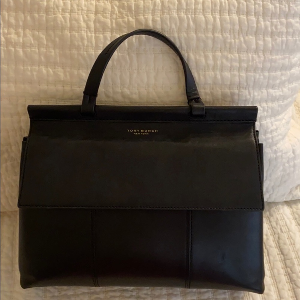 Tory Burch Block-T T 57053 Black Leather Satchel